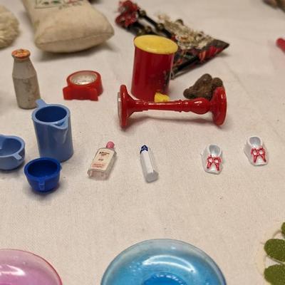 Vintage Dollhouse Dolls and Small Accessories