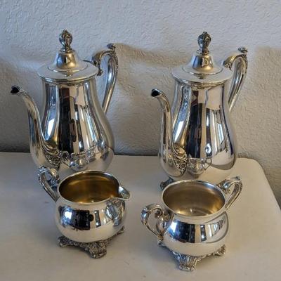 Silverplate Service and Weighted Silver Candle Stick Holders