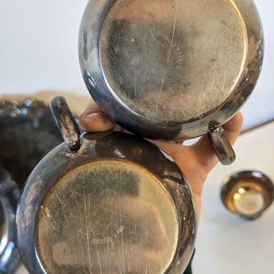 Silverplate Service and Weighted Silver Candle Stick Holders