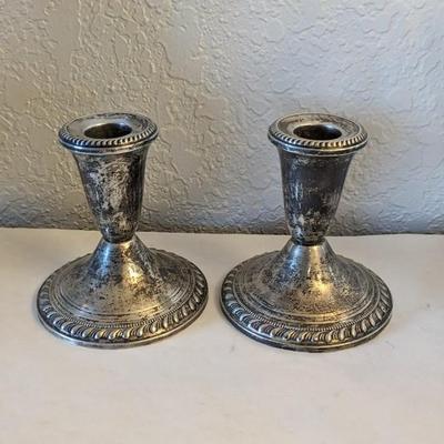 Silverplate Service and Weighted Silver Candle Stick Holders
