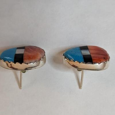 Sterling Southwestern Style Post Back Earrings