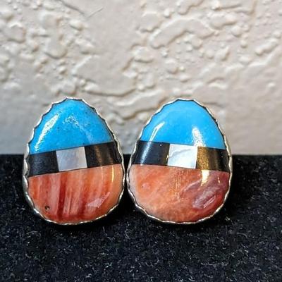 Sterling Southwestern Style Post Back Earrings