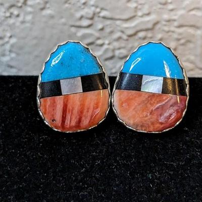 Sterling Southwestern Style Post Back Earrings