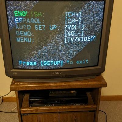 Sony Trinitron CRT TV, VCR, and Media Stand