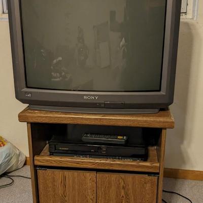 Sony Trinitron CRT TV, VCR, and Media Stand