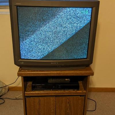 Sony Trinitron CRT TV, VCR, and Media Stand