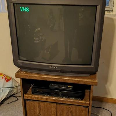 Sony Trinitron CRT TV, VCR, and Media Stand