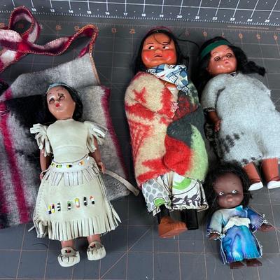 Vintage Skookum Doll (4) plus Purse 