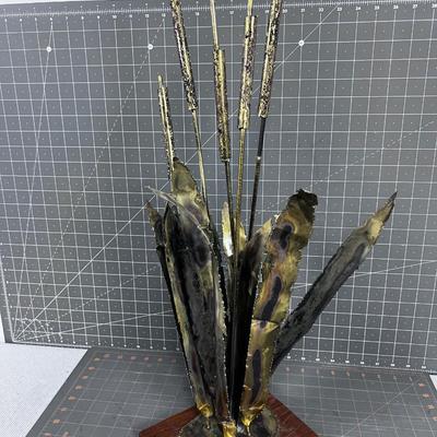 Cat Tail Metal Sculpture, Mid Century, In the Style of JERE