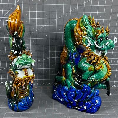 (2) Ceramic Dragons 