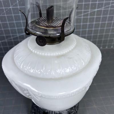 White Milk Glass Antique Kerosene Lantern