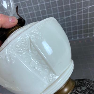 White Milk Glass Antique Kerosene Lantern