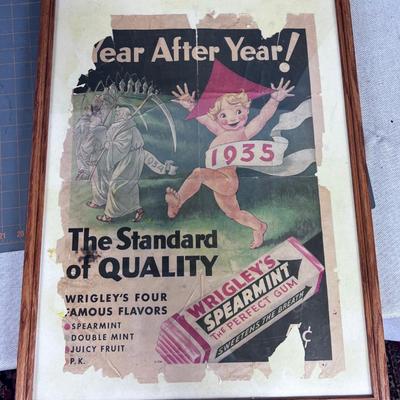 1935 Wrigley Spearmint Ad Poster Framed 
