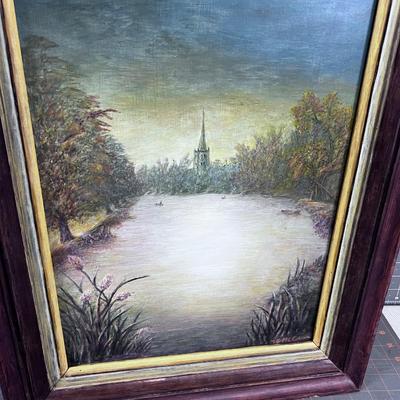 Oil On Board By McCann, Church by the River