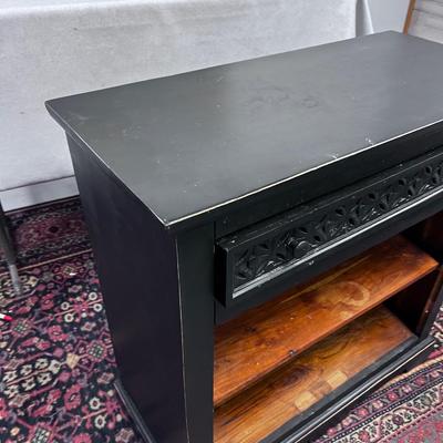 Black Shelf with Drawer TV Stand 