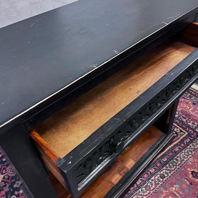 Black Shelf with Drawer TV Stand 