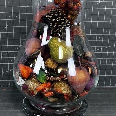 Glass Centerpiece with Faux Fruit