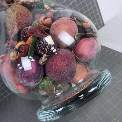 Glass Centerpiece with Faux Fruit
