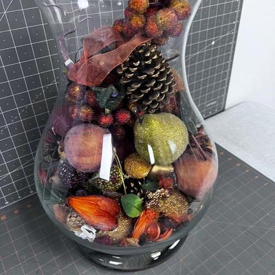 Glass Centerpiece with Faux Fruit