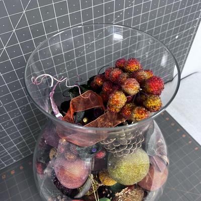 Glass Centerpiece with Faux Fruit