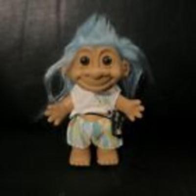 Vintage Russ Troll Doll Blue Hair Beach Shorts Tank Top