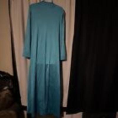 VTG Blue Vanity Fair Night Gown Housecoat Full Length Pockets Size M
