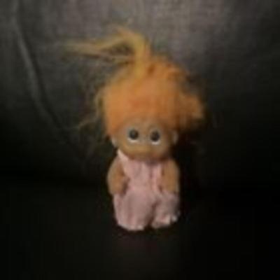 RUSS 3" Troll Doll - Pink Overalls with Orange Hair