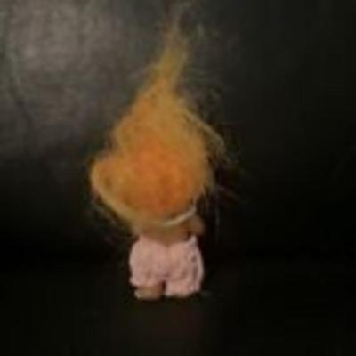 RUSS 3" Troll Doll - Pink Overalls with Orange Hair