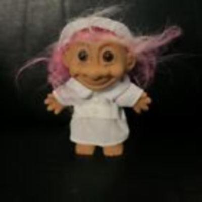 Russ 4 1/2â€ Troll Doll Doctor Nurse Pink Hair