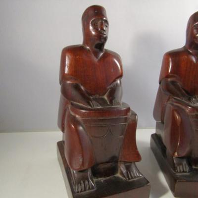 Carved Wooden Bookends