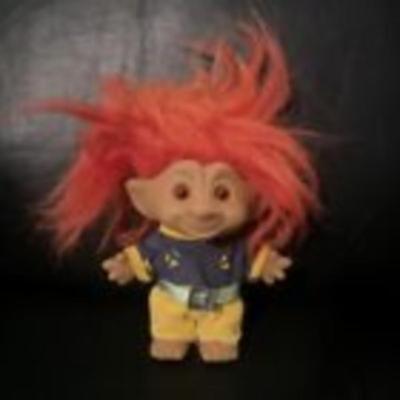 Vintage Red Hair Orange Eyes 1990â€™s Treasure Troll Doll
