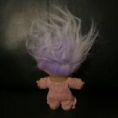 Russ Purple Haired 5" Troll in Red White Striped Pajamas