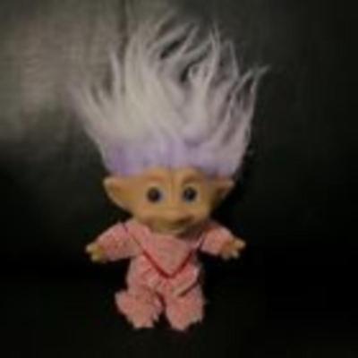 Russ Purple Haired 5" Troll in Red White Striped Pajamas