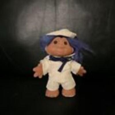 1986 Norfin Sailor TROLL Doll Adopt A Troll Vintage Blue Hair
