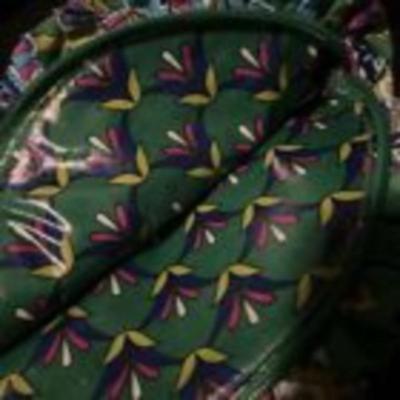 Vera Bradley Green Quilted Cloth Cosmetic Make Up Bag Vinyl Liner Zippered
