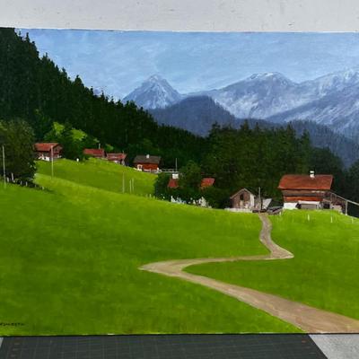 Untitled oil on Canvas Painting by Carl FUNSTH, Noted Idaho Artist  