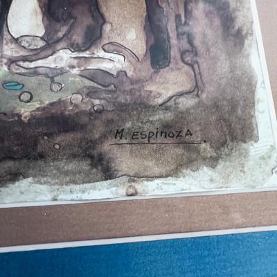 Original Water Color by M. Espinosa - Meso American Aztec  