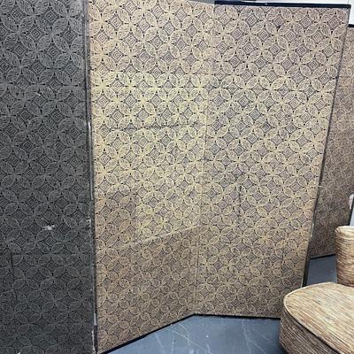 Antique Asian Privacy Screen, Hand Painted