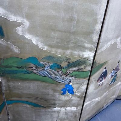 Antique Asian Privacy Screen, Hand Painted