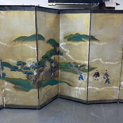 Antique Asian Privacy Screen, Hand Painted