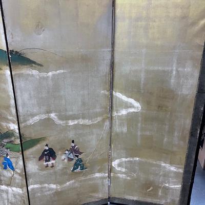 Antique Asian Privacy Screen, Hand Painted