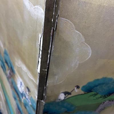Antique Asian Privacy Screen, Hand Painted