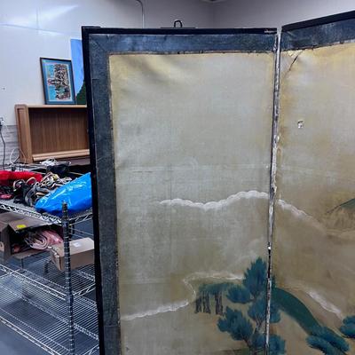 Antique Asian Privacy Screen, Hand Painted