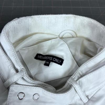 Members Only White Leather Jacket 