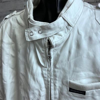 Members Only White Leather Jacket 
