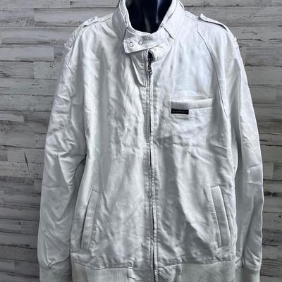Members Only White Leather Jacket 