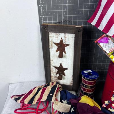 4th of July Flags, Bunting Etc. (Large Box of Patriotic Enthusiasm) 