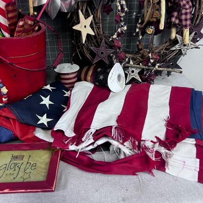 4th of July Flags, Bunting Etc. (Large Box of Patriotic Enthusiasm) 