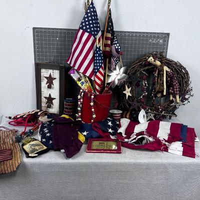 4th of July Flags, Bunting Etc. (Large Box of Patriotic Enthusiasm) 
