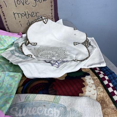 Vintage Linens  Doilies, Flour Sacks, Pillows etc. 